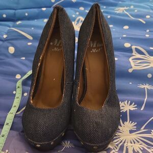 Miss Me? Denim Studded Platform Stiletto Slip On  Women's Platform sz 7.5 2000s
